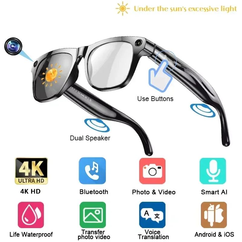 NovaTranslate AI Smart Glasses With 4K Camera And Bluetooth Call 9