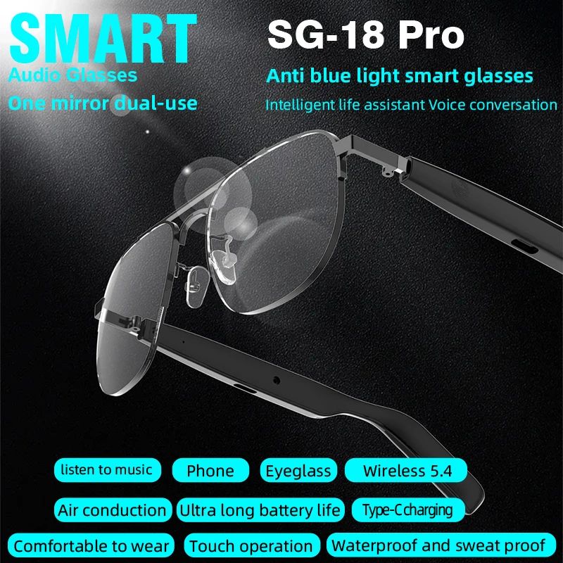 Smart Audio Glasses With Bluetooth Speakers And Anti Blue Light Protection 4