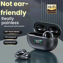 clip on wireless earbuds with noise cancelling and led display