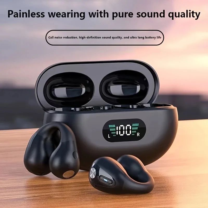 Clip On Wireless Earbuds With Noise Cancelling And LED Display 2