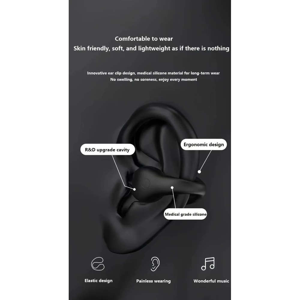 Clip On Wireless Earbuds With Noise Cancelling And LED Display 3