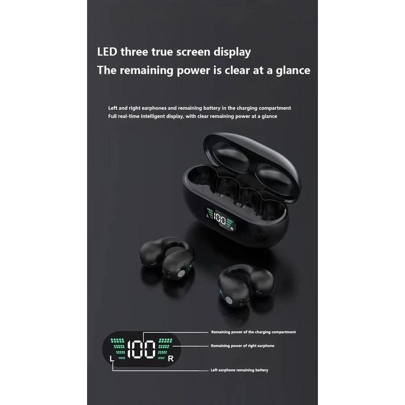 Clip On Wireless Earbuds With Noise Cancelling And LED Display 4