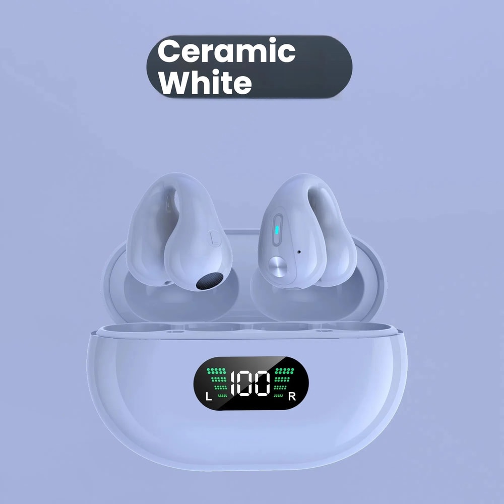 Clip On Wireless Earbuds With Noise Cancelling And LED Display 7