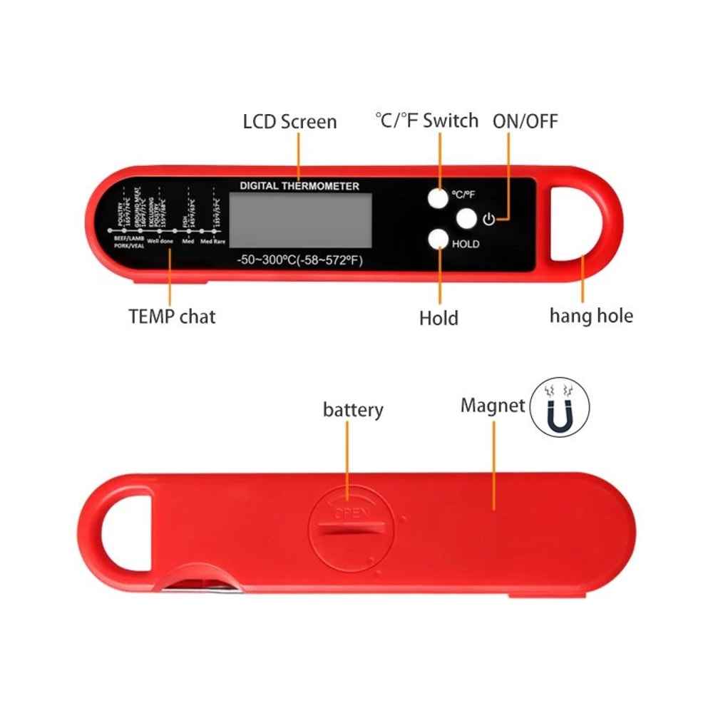 Instant Read Digital Meat Thermometer For Grill BBQ And Kitchen Cooking 2