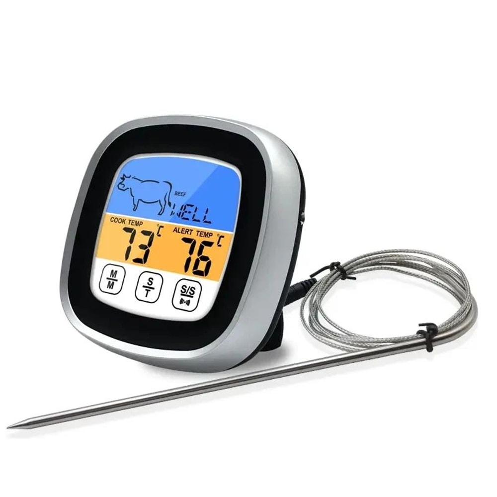 Digital Meat Thermometer With Touchscreen LCD And Precision Probe For Grill And BBQ 0