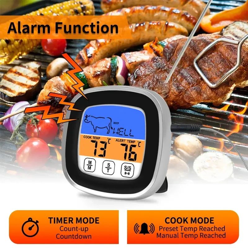 Digital Meat Thermometer With Touchscreen LCD And Precision Probe For Grill And BBQ 1