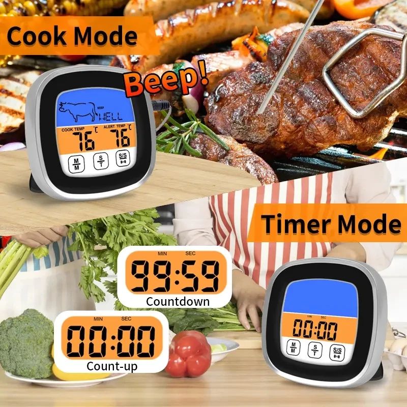 Digital Meat Thermometer With Touchscreen LCD And Precision Probe For Grill And BBQ 5