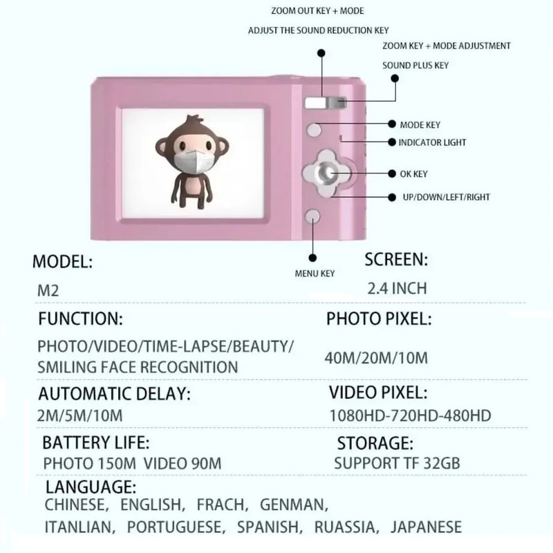Kids Digital Camera With Autofocus 1080P Video And 8x Zoom For Beginners 5