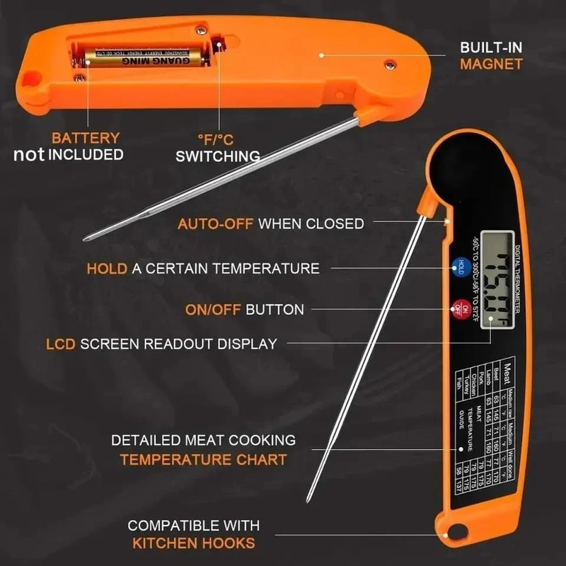 Instant Precision Digital Meat Thermometer For BBQ Grill And Kitchen Cooking 2