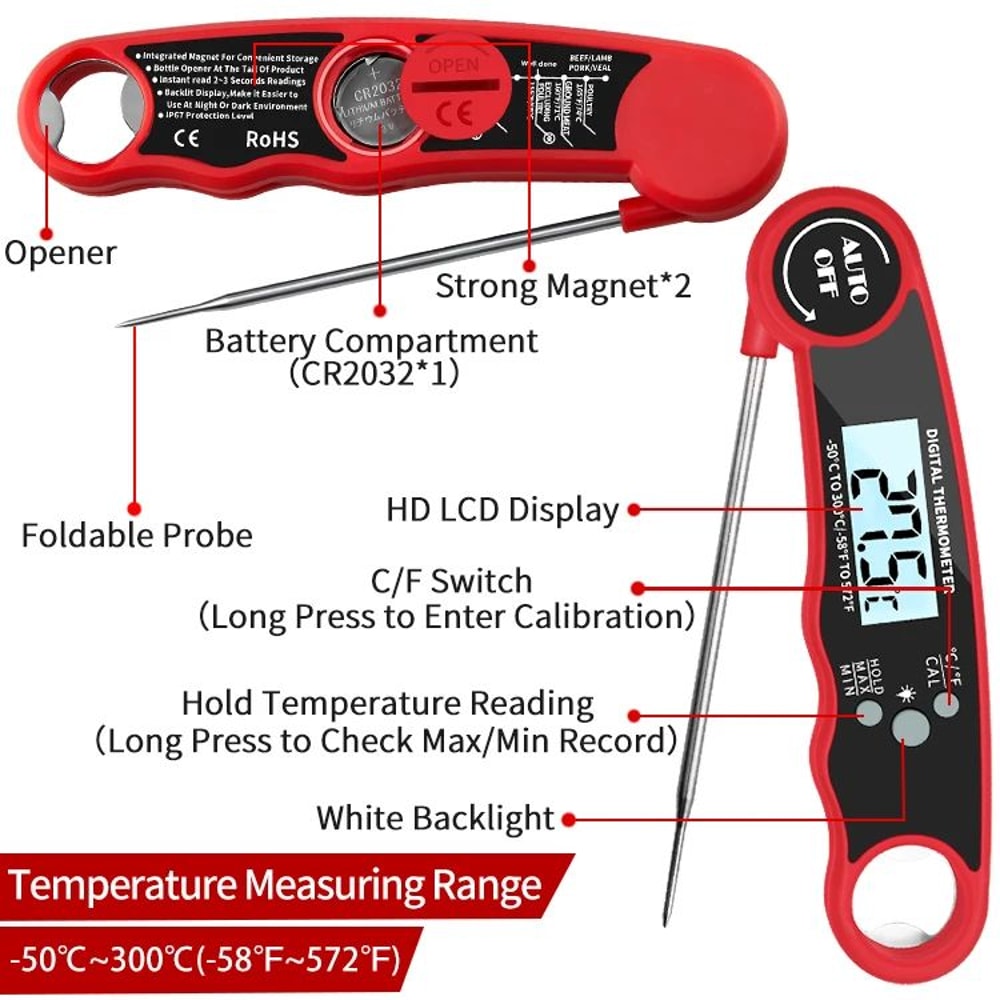 QuickTemp Instant Read Meat Thermometer Digital Food Thermometer For Cooking And Grilling 2