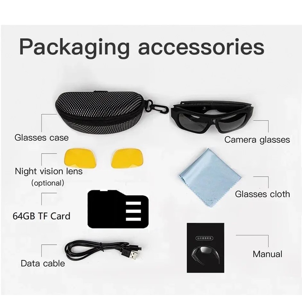 VisionPro 4K Camera Glasses HD Video Recording Smart Sunglasses 7