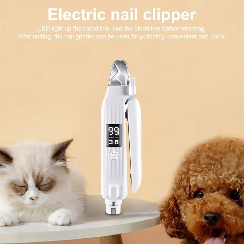 2 In 1 Electric Pet Nail Grinder With LED Light Safe Dog And Cat Trimmer 4