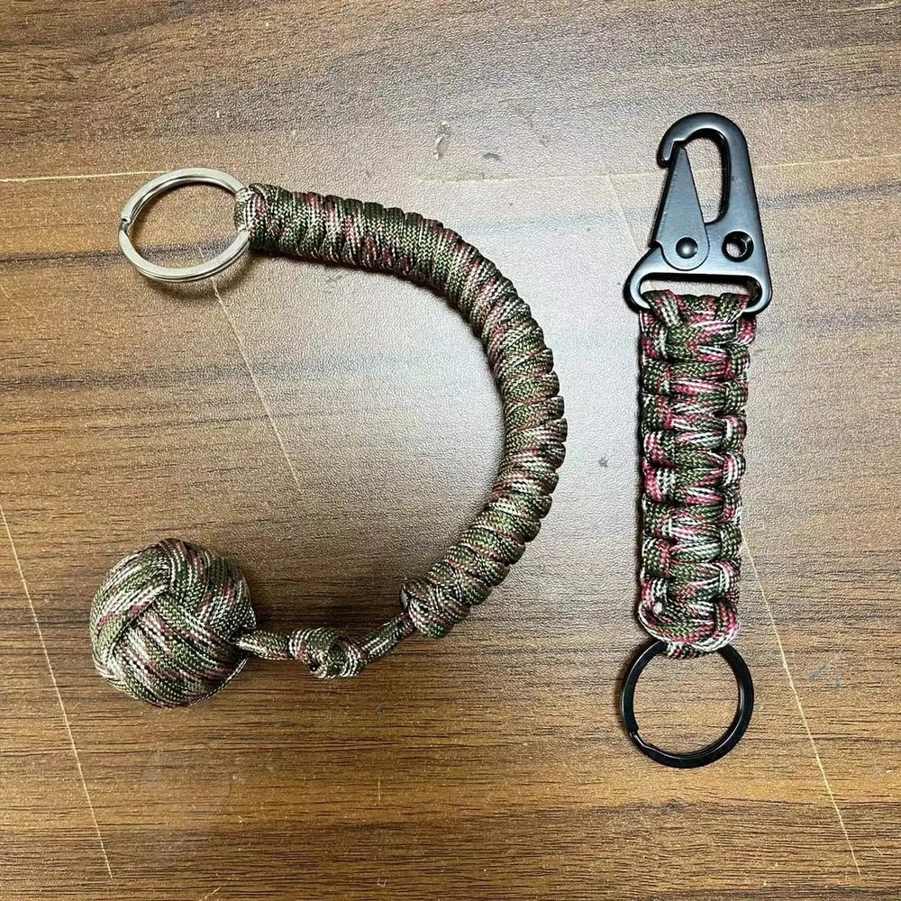 Tactical Paracord Keychain Steel Ball Self Defense Tool Survival Gear 12