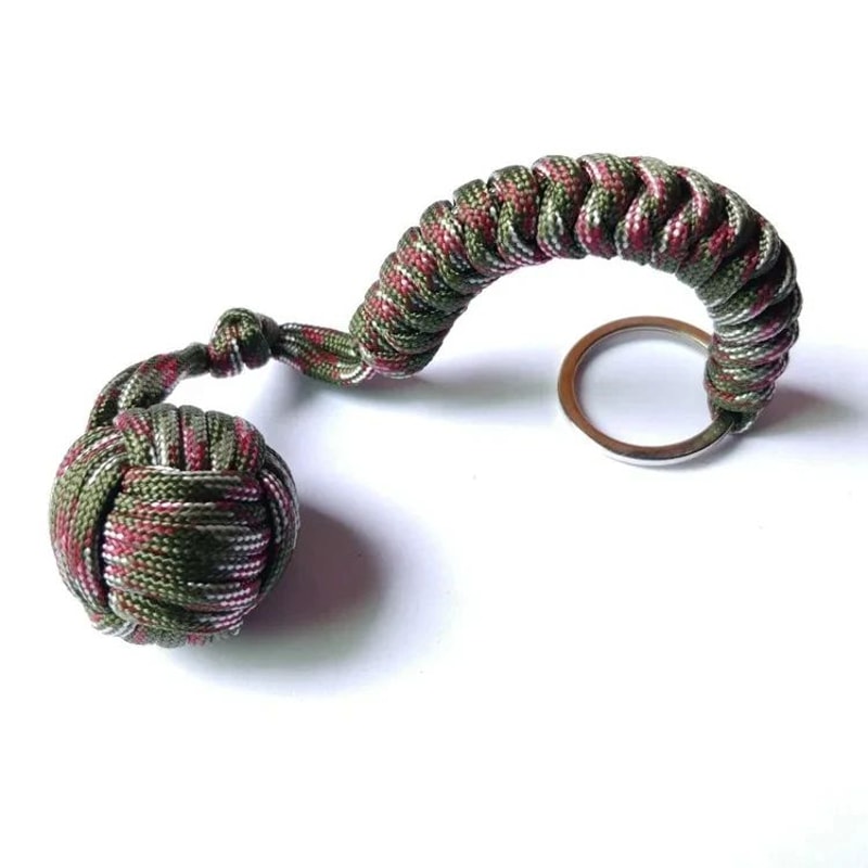 Tactical Paracord Keychain Steel Ball Self Defense Tool Survival Gear 7