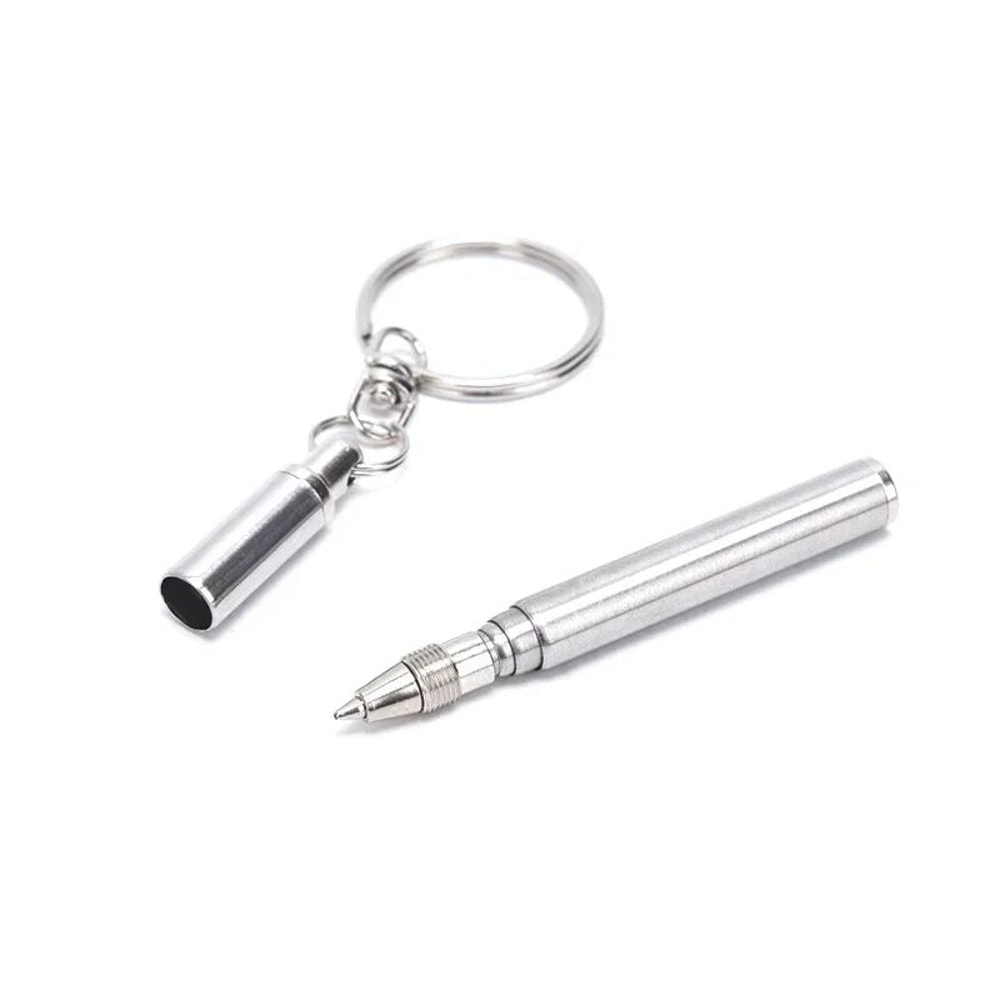 Mini Telescopic Keychain Pen Stainless Steel Portable Writing Tool 2
