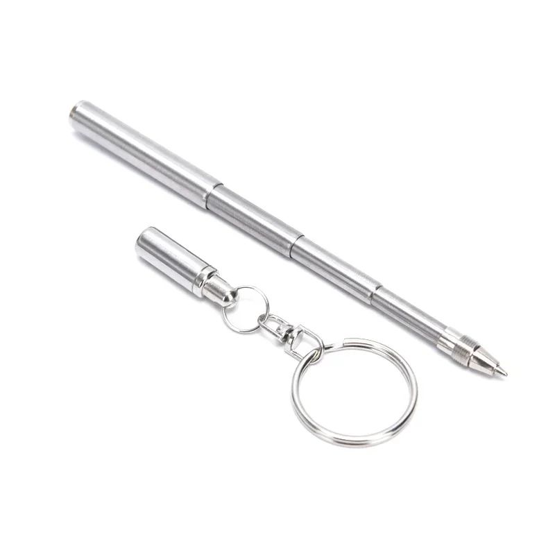 Mini Telescopic Keychain Pen Stainless Steel Portable Writing Tool 5