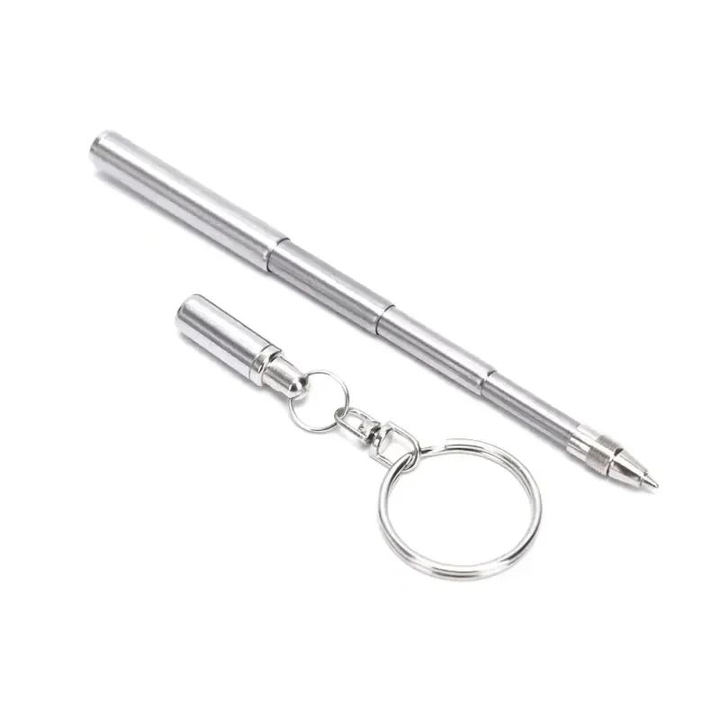 Mini Telescopic Keychain Pen Stainless Steel Portable Writing Tool 7