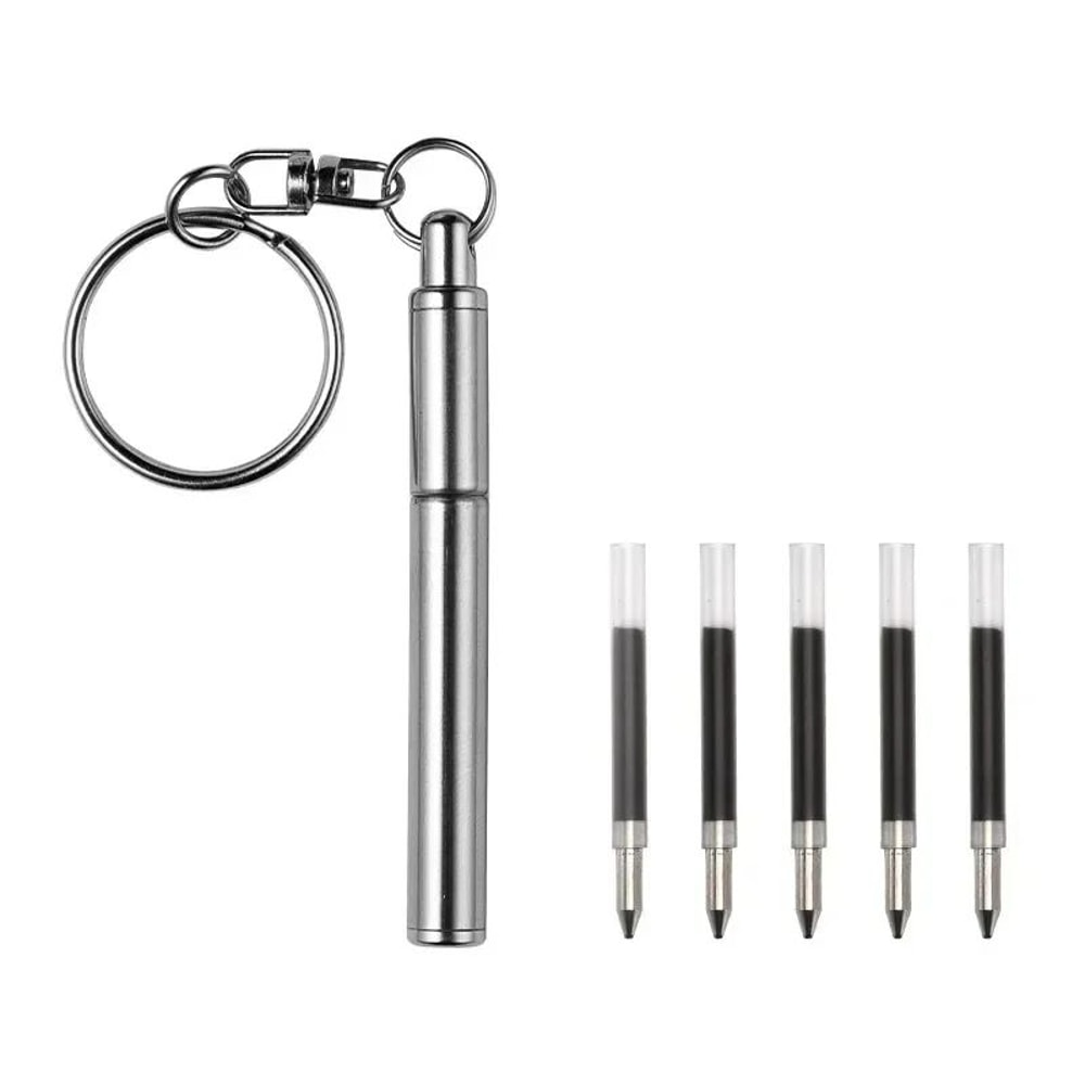 Mini Telescopic Keychain Pen Stainless Steel Portable Writing Tool 8