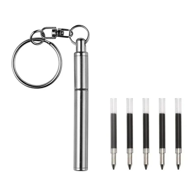 Mini Telescopic Keychain Pen Stainless Steel Portable Writing Tool 8