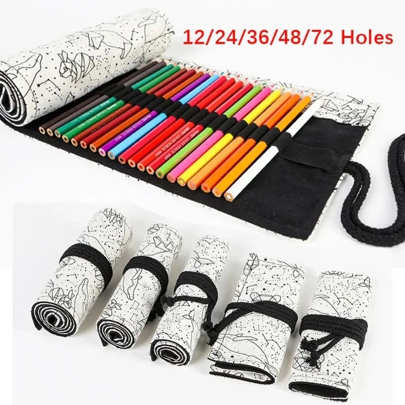 Canvas Roll Up Pencil Case Organizer For Pens Brushes And School Supplies 4