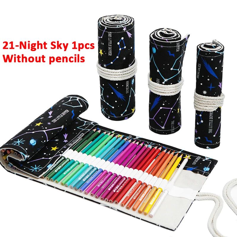 Canvas Roll Up Pencil Case Organizer For Pens Brushes And School Supplies 27