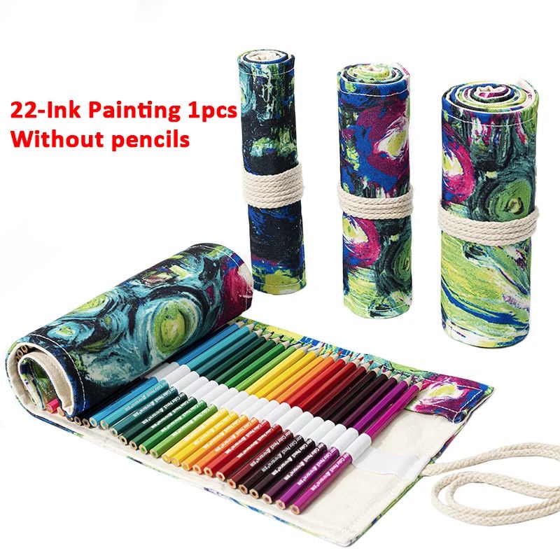 Canvas Roll Up Pencil Case Organizer For Pens Brushes And School Supplies 28