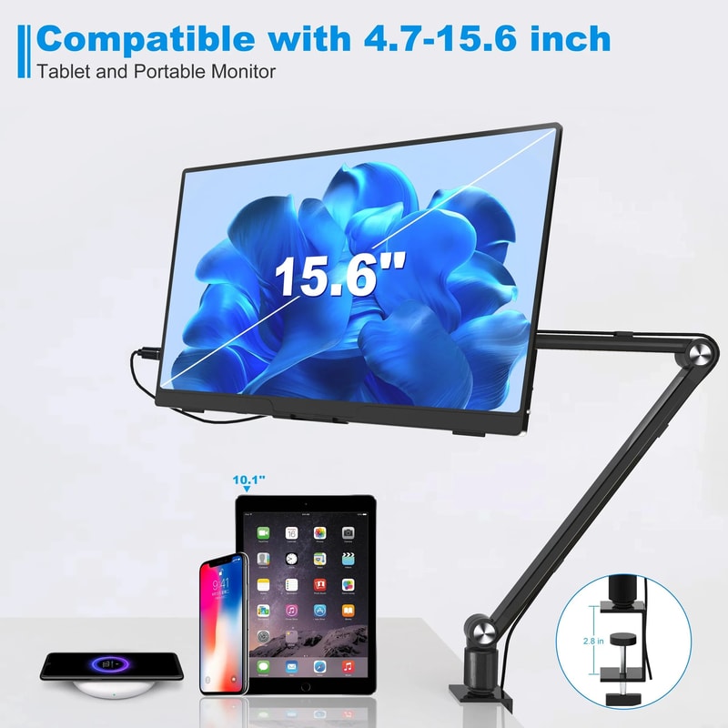 FlexArm Tablet Stand Adjustable Aluminum Desk Mount For IPad And Portable Monitor 2