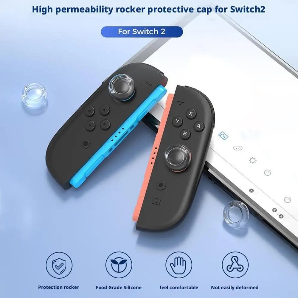 Transparent Thumb Grip Caps For Nintendo Switch Soft Silicone Joystick Covers 2