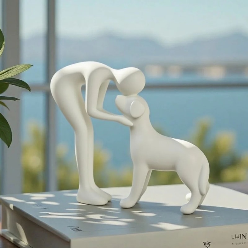 Elegant Dog And Owner Sculpture Home Decor 3