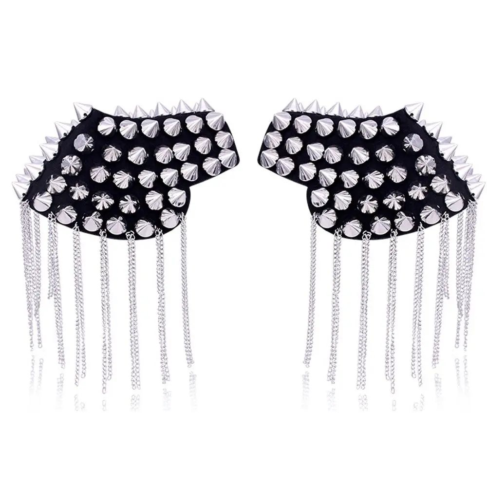 Punk Chain Tassel Shoulder Brooch Epaulet Set 10