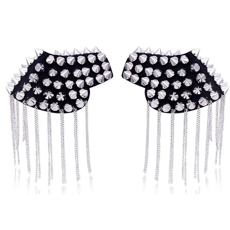 Punk Chain Tassel Shoulder Brooch Epaulet Set 10