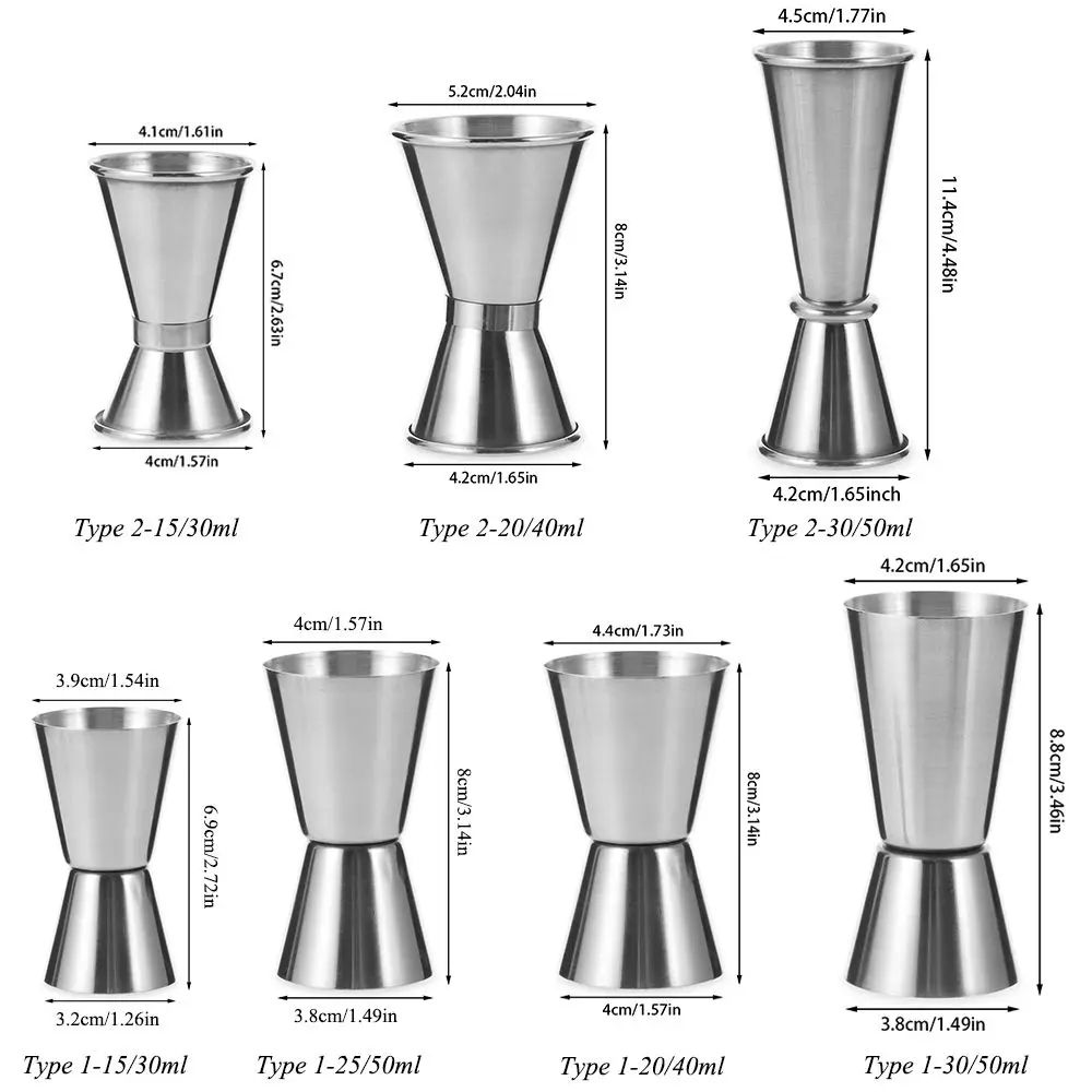 Stainless Steel Cocktail Shaker Jigger Measuring Cup For Home Bar Mixing 4