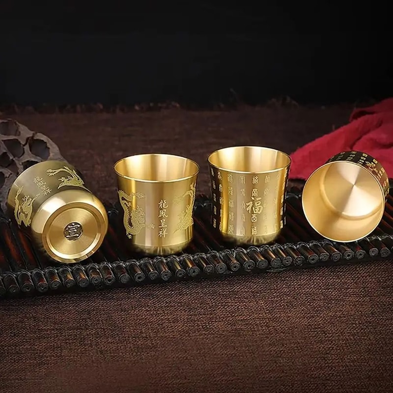 Wealth Attracting Brass Tea Cup Home Decor Ornament 1
