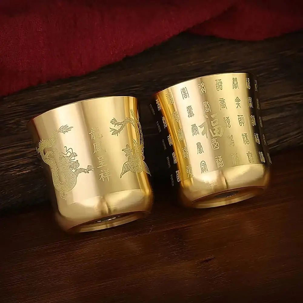 Wealth Attracting Brass Tea Cup Home Decor Ornament 3