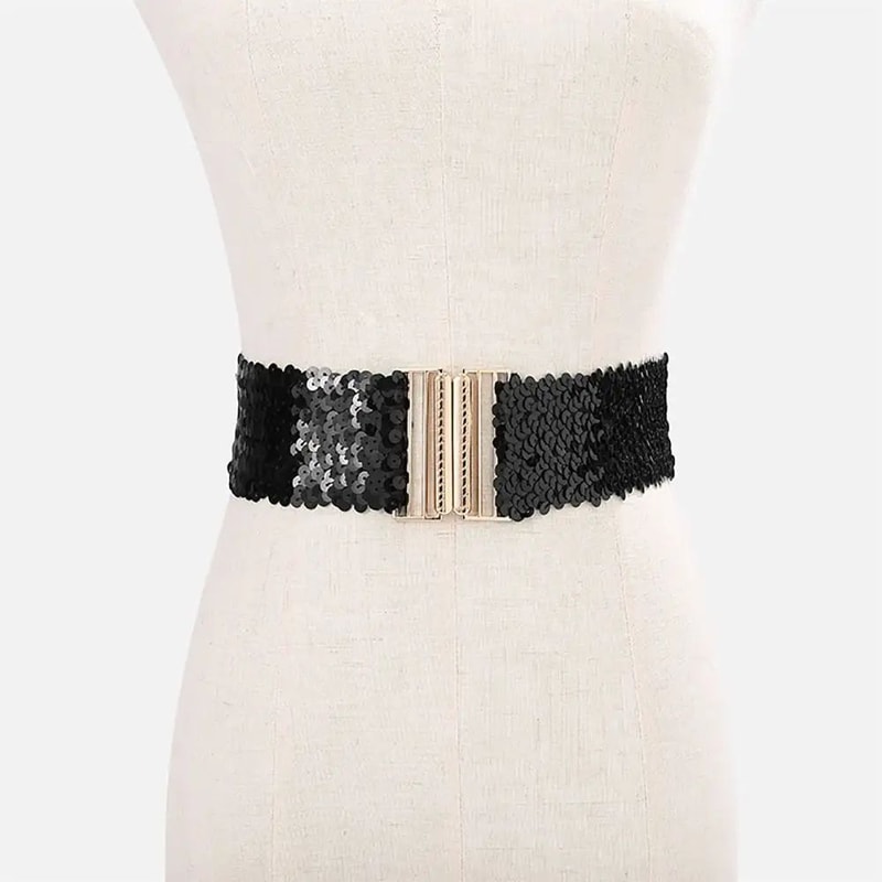 GlamCurve Sequin Stretch Waist Belt 1