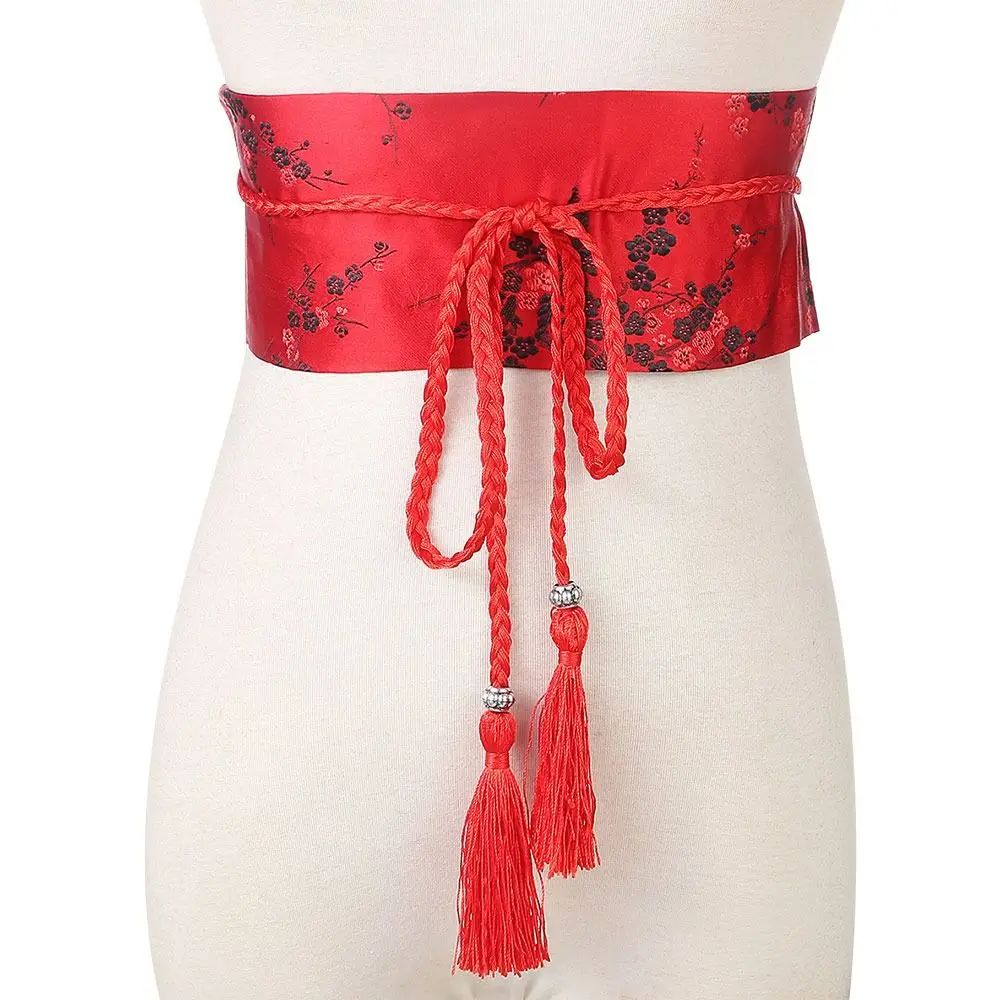 Japanese Floral Satin Waist Belt For Women 9
