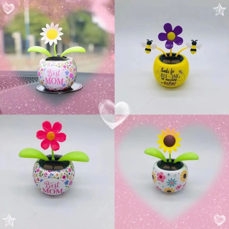Solar Powered Swinging Sunflower Car Ornament 2