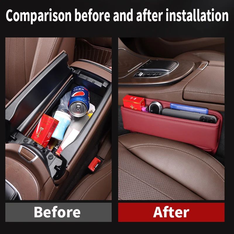 Leather Car Seat Gap Organizer Pocket 1