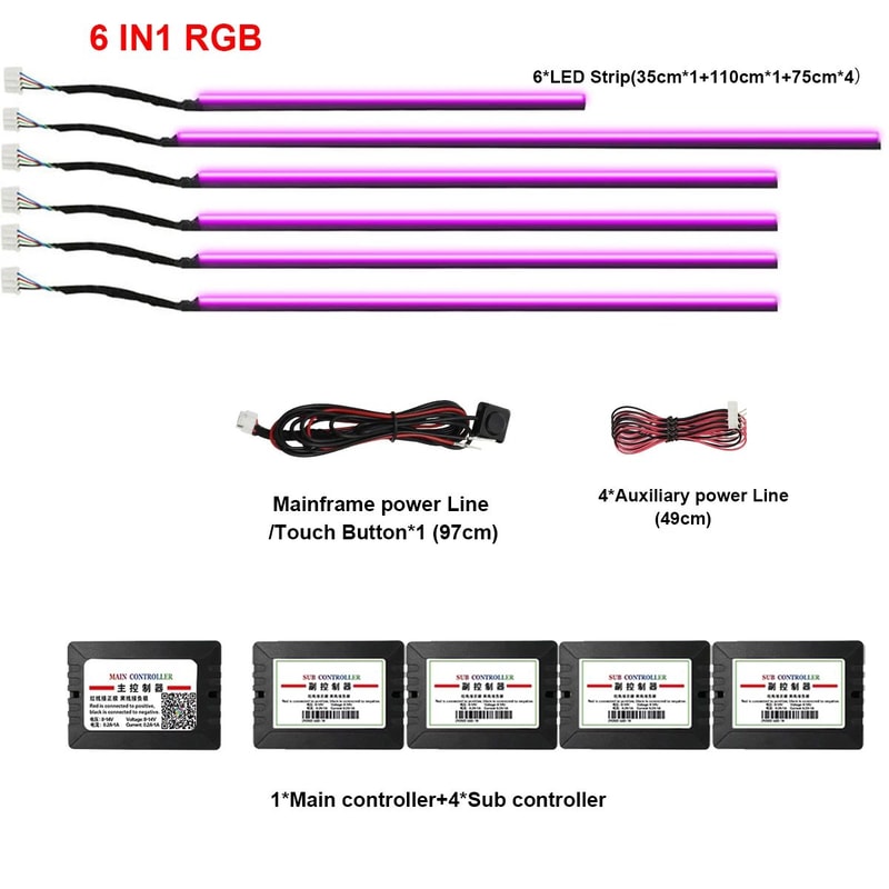 RGB Symphony Car Ambient Light Interior LED Strip Kit 9