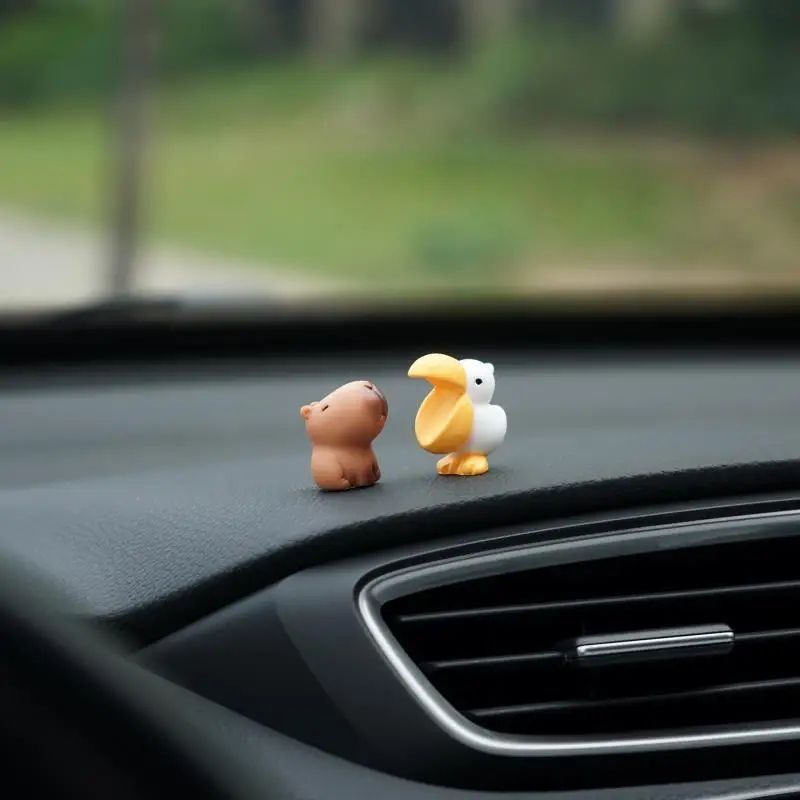 Cute Capybara Dashboard Ornament With Duck Figurine 4