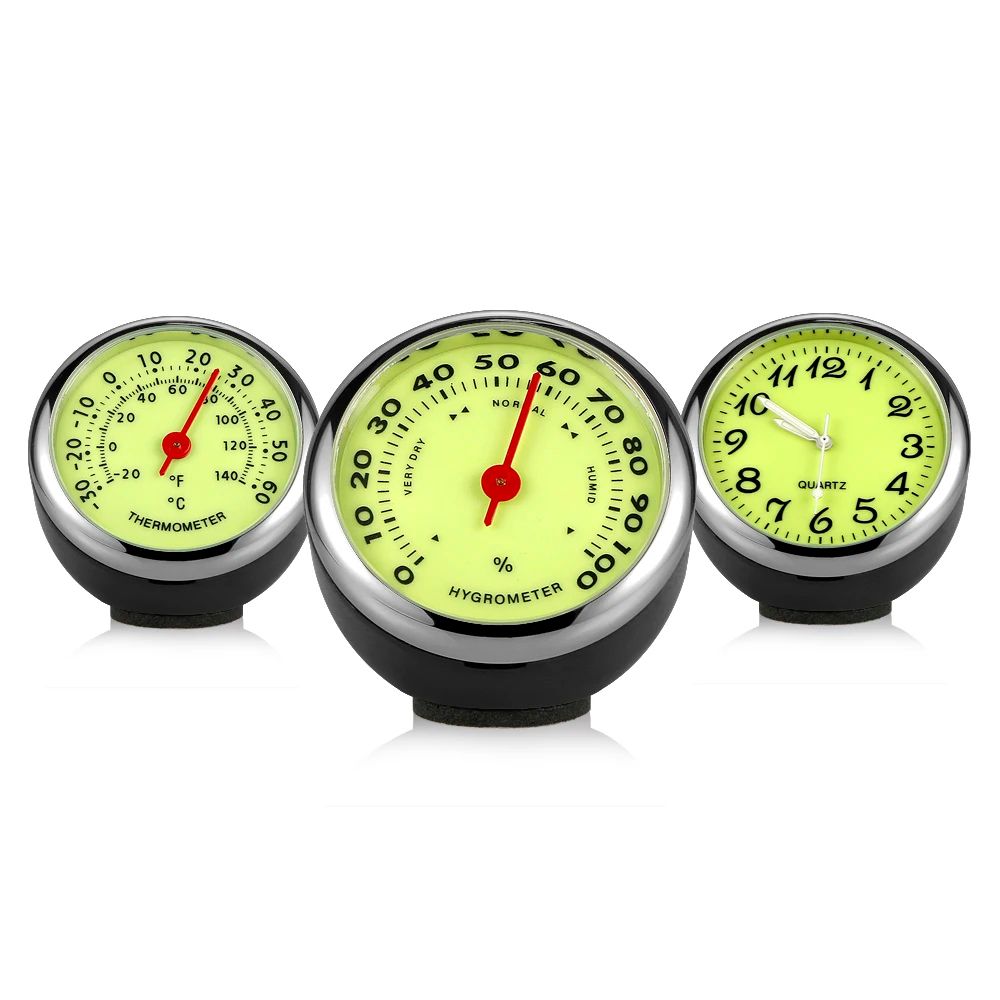 Luminous Car Clock Thermometer And Hygrometer Dashboard Decor 3