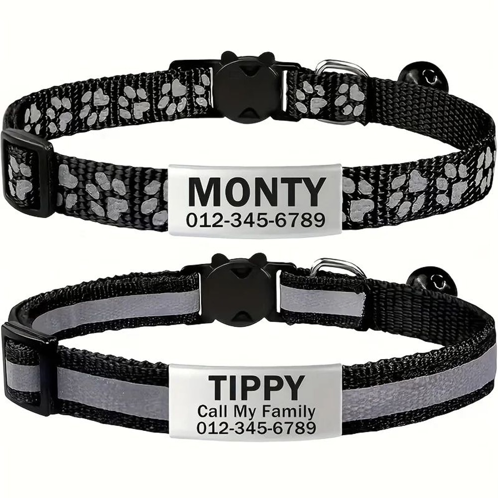 SafeGlow Personalized Reflective Cat Collar Set 6