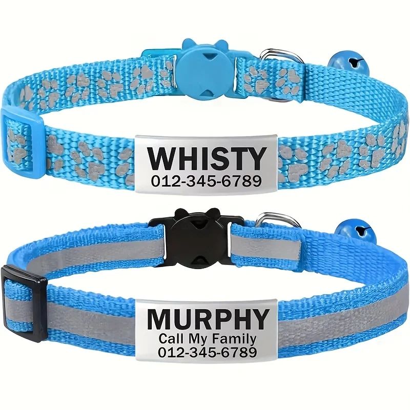 SafeGlow Personalized Reflective Cat Collar Set 12