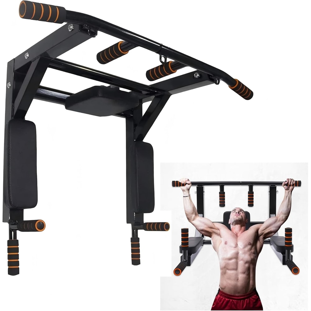 Heavy Duty Wall Mounted Pull Up Bar And Dip Station For Home Gym Strength Training 4