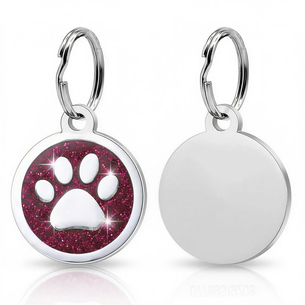 Personalized Paw Print Pet ID Tag Engraved Dog And Cat Collar Pendant 12