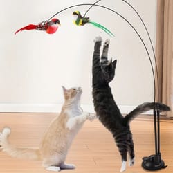flutterpounce interactive bird cat wand toy set