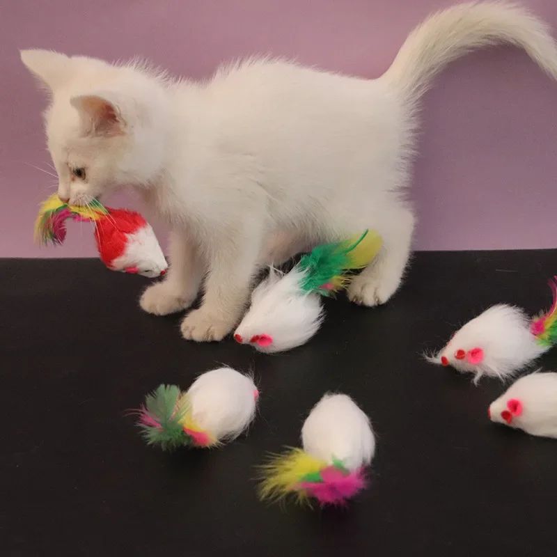 FeatherPounce Mouse Cat Toy Set 4