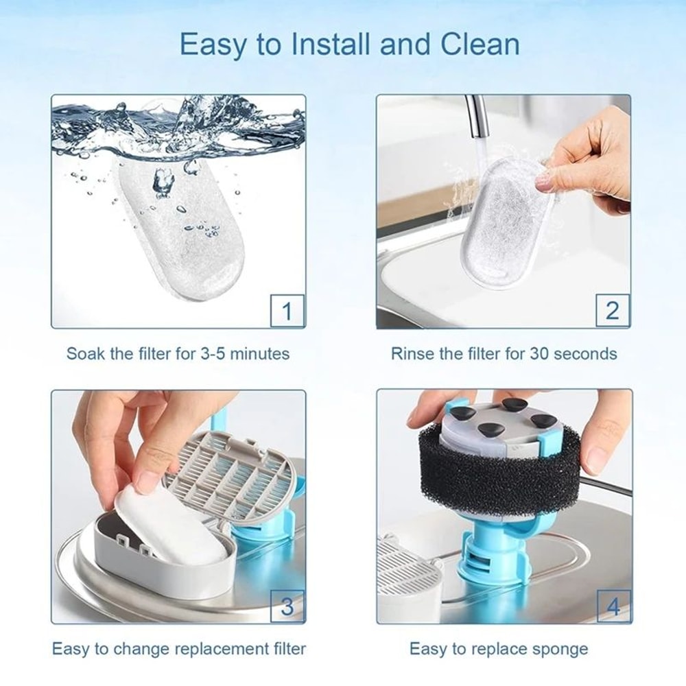 40 Pack Cat Water Fountain Filters And Sponge Replacement Set 2