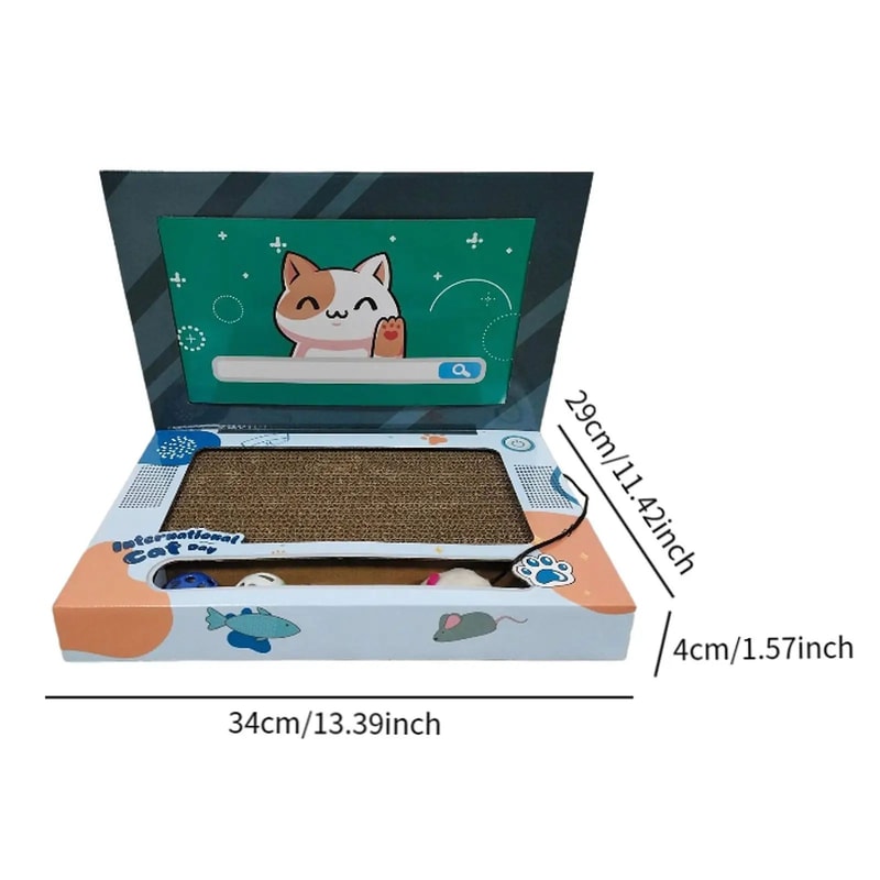Laptop Style Cat Scratching Board Foldable Cat Scratcher Toy 4