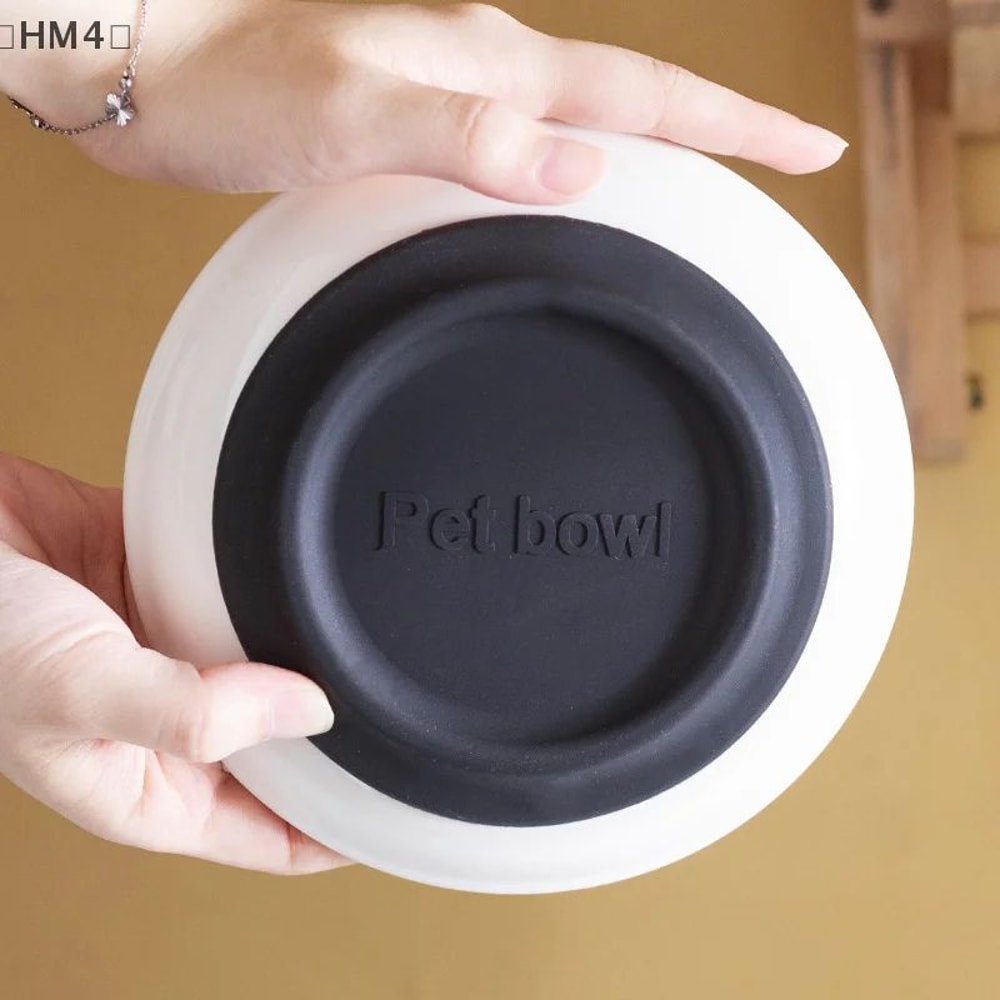 Ceramic Cat Snack Bowl With Silicone Anti Slip Pad 4